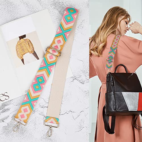 Image of Dsigo Purse Strap, 2 inch Wide Gold Buckle Embroidery Crossbody Shoulder Strap for Bag Handbag Canvas Bag Crossbody Bags