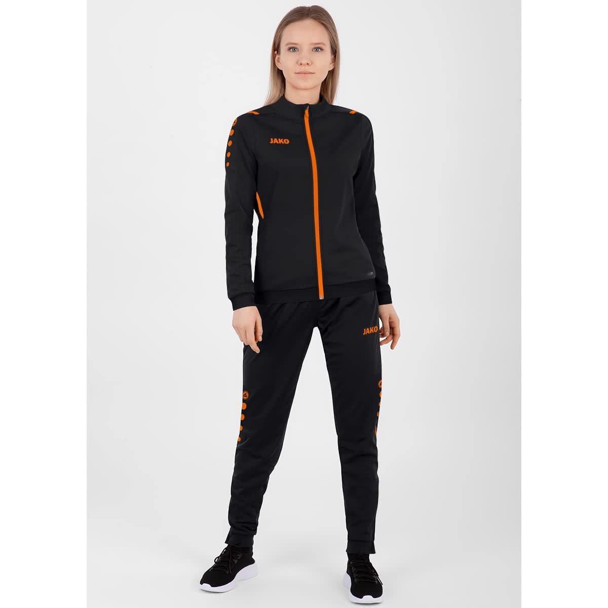 JAKO Women's Challenge Polyester Trousers, Black/neon Orange, 36 (EU) - Image 4