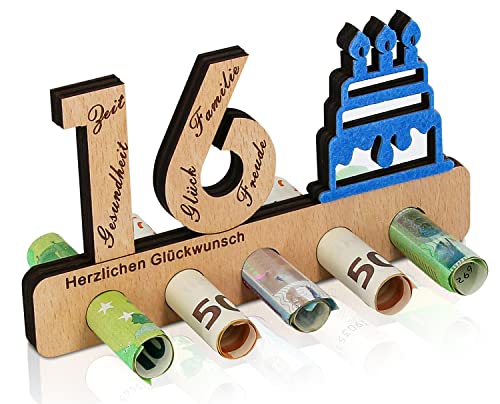 16. Geburtstag Geldgeschenk - Holzbox Mit Gravur Für Jungen & Mädchen