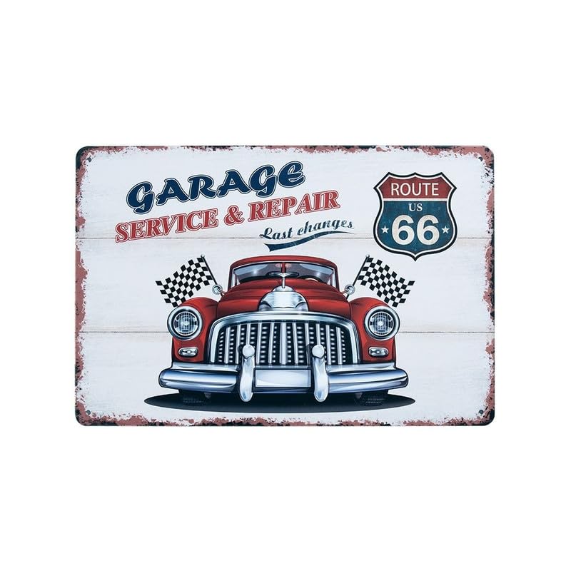 Image of Eazywagon Decorative Retro Metal Signs Wall Plate -12x8 Inch (Route 66 Garage Service & Repair) | Weatherproof Vintage Metal Sign Plate for Cafe, Home, Bar, Garage | Decorative Wall Hanging Sign Board