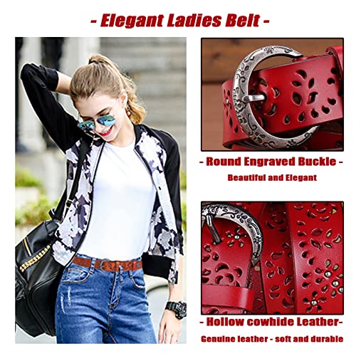 Ladies Hollow Flower Belt for Jeans Casual Pants Elegant Women Leather Belt with Carved Buckle Fashion Accessories2