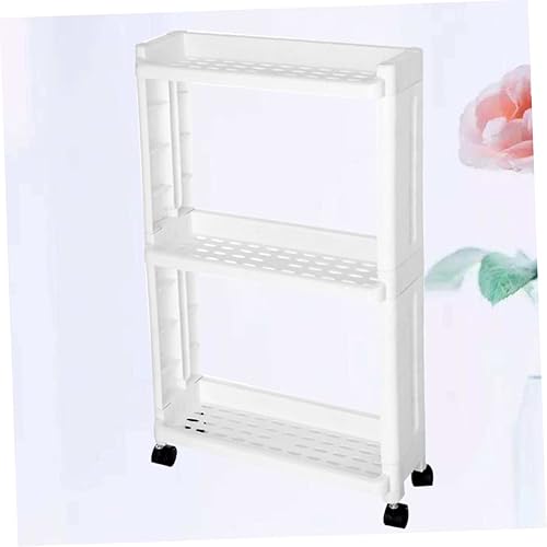 Miniatura 2 de Operitacx Estantes de almacenamiento utilitarios 3 niveles Armario Pp Material delgado Carrito de almacenamiento Ruedas blancas Rack deslizante