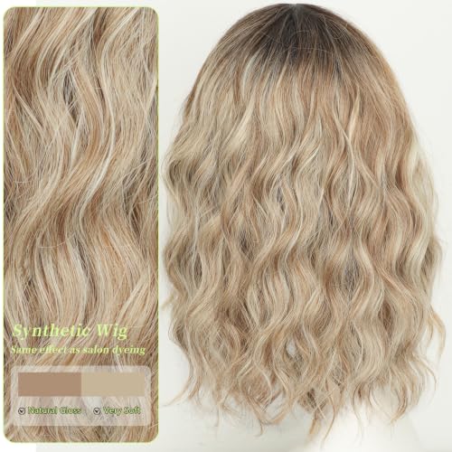 Image of AISI HAIR Bob Curly Wig with Bangs Short Wavy Wigs for Women | 14 inch, Ready to Wear, Heat Resistant Fiber Hair, Shoulder Length wig, Natural Appearance, Beginner Friendly for Daily