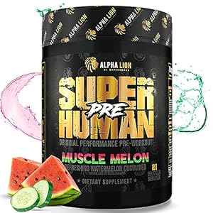 ALPHA LION Superhuman Pre Workout Powder, Beta Alanine, L-Taurine & Tri-Source Caffeine for Sustained Energy & Focus, Nitric Oxide & Citrulline for Pump (21 Servings, Muscle Melon)