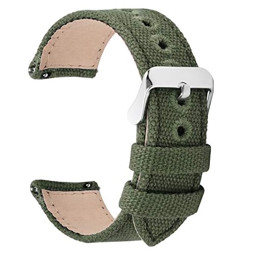 Fullmosa 14mm 16mm 18mm 20mm 22mm 24mm Bracelet Montre à Dégagement Rapide, 8 Couleurs Bracelet de Montre Militaire en Toile pour Hommes Femmes, 22mm Vert d'armée