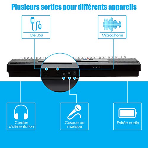 GOPLUS 61 Touches Piano Numérique Portable avec 300 Rythmes, 300 Sons,3 Modes d’Enseignement, Pupitre et Microphone… - Les Beatles, Paul McCartney, John Lennon, RIngo Starr, George Harrison GOPLUS 61 Touches Piano Numérique Portable avec 300 Rythmes, 300 Sons,3 Modes d'Enseignement, Pupitre et Microphone… – Image 4