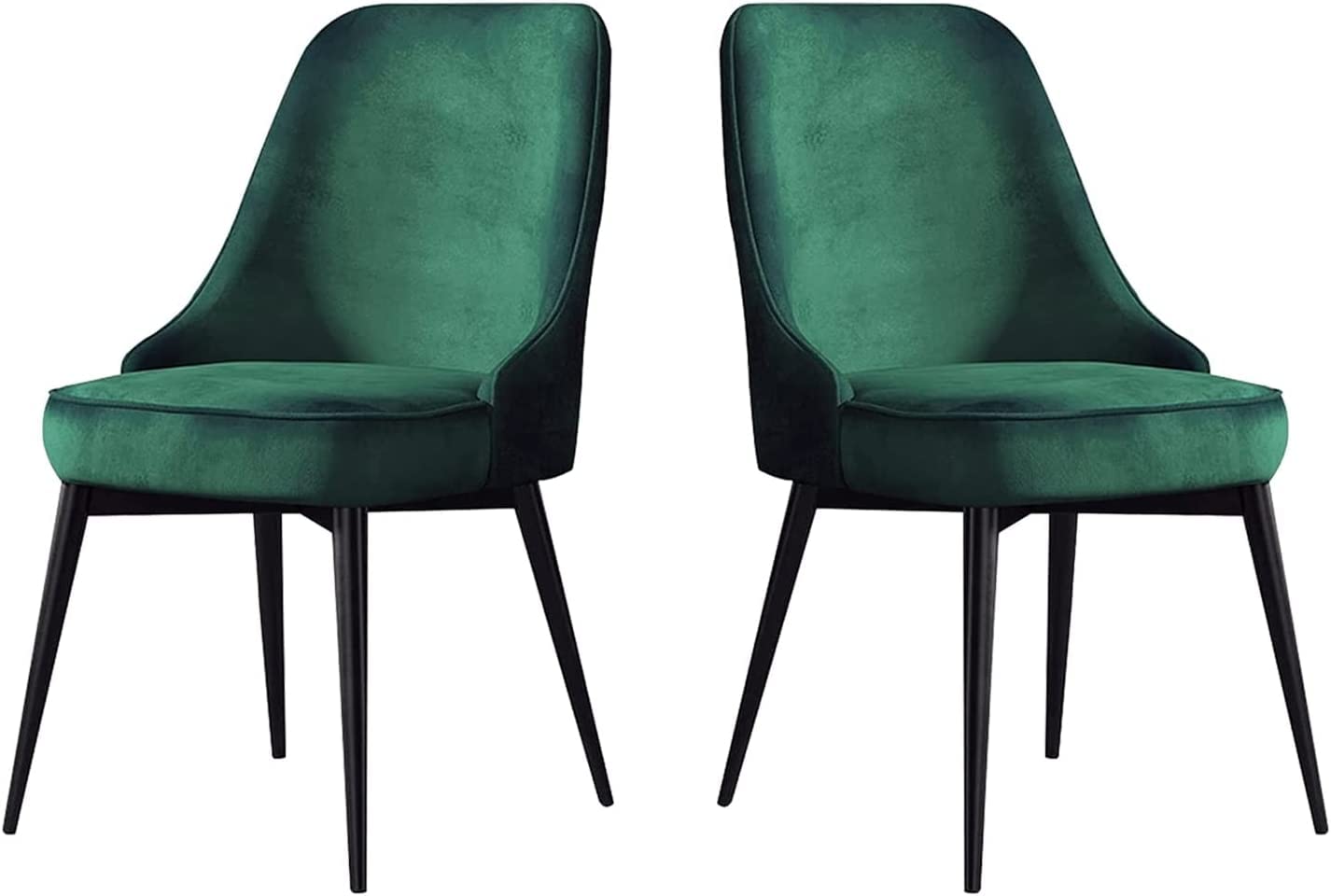 Velvet Kitchen Chairs Set of 2 Office Lounge Dining Bedroom Makeup Chair with Black Legs Living Room Chairs(Green)