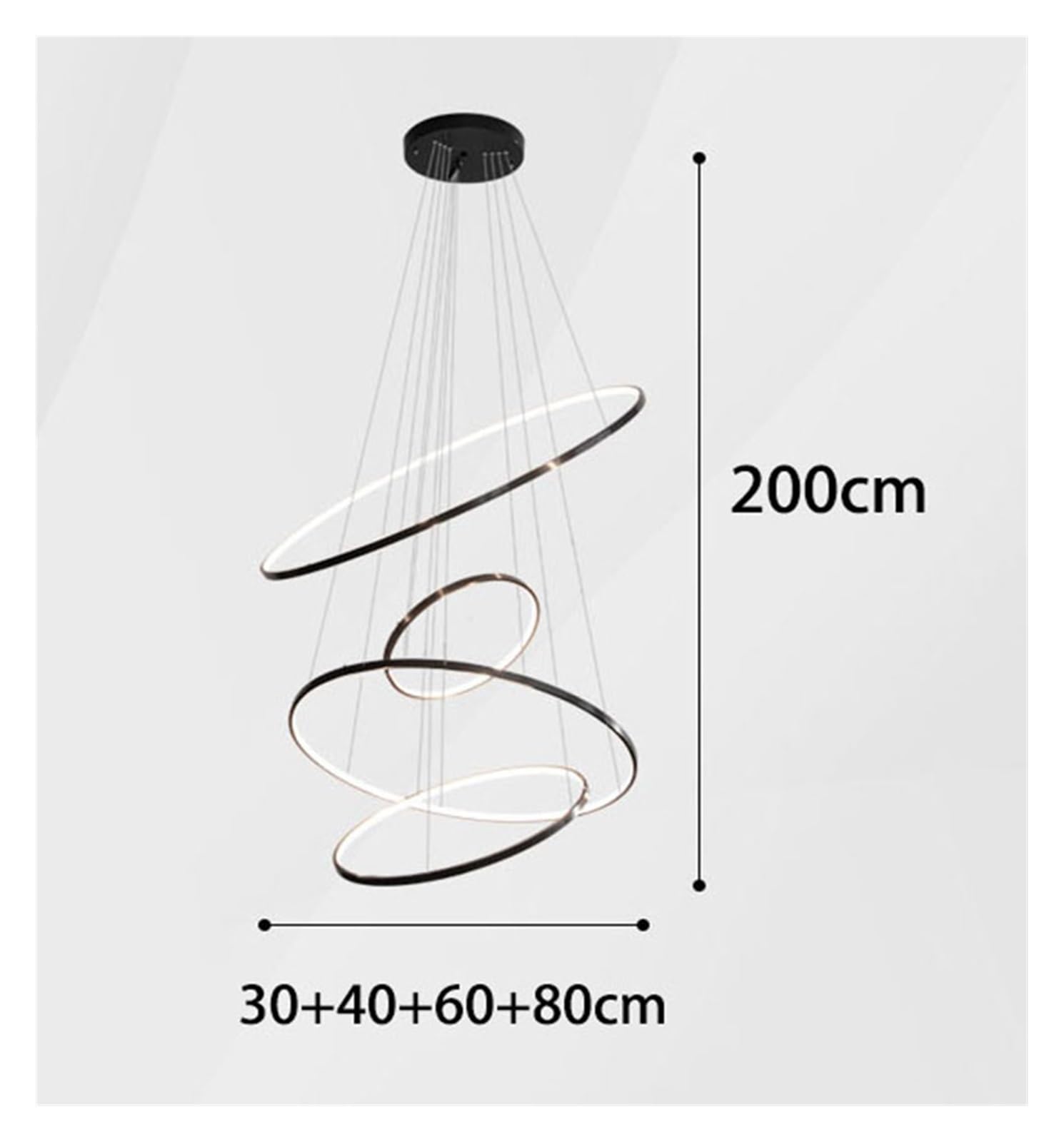 Nowoczesne żyrandole do salonu, oświetlenie wewnętrzne, sufitowe, lampy wiszące LED (4 pierścienie 3468, pilot zdalnego sterowania)