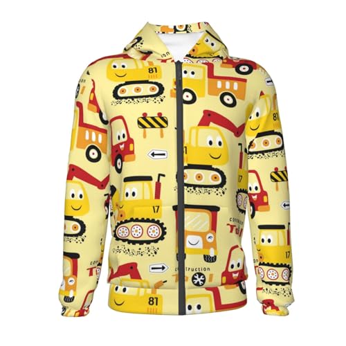 Funny Construction Vehicles Kids Pullover Hoodies Boys Zip Up Sweatshirts Girls Athletic Clothes with Pocket2