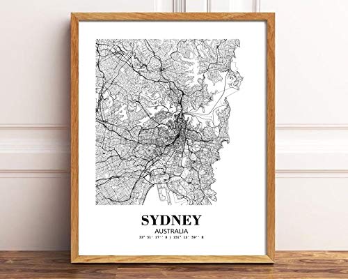 Eleville 8X10 Unframed Sydney Australia City View Abstract Road Modern Map Art Print Poster Wall Office Home Decor Minimalist Line Art Hometown Housewarming Wgn503 #TOP1