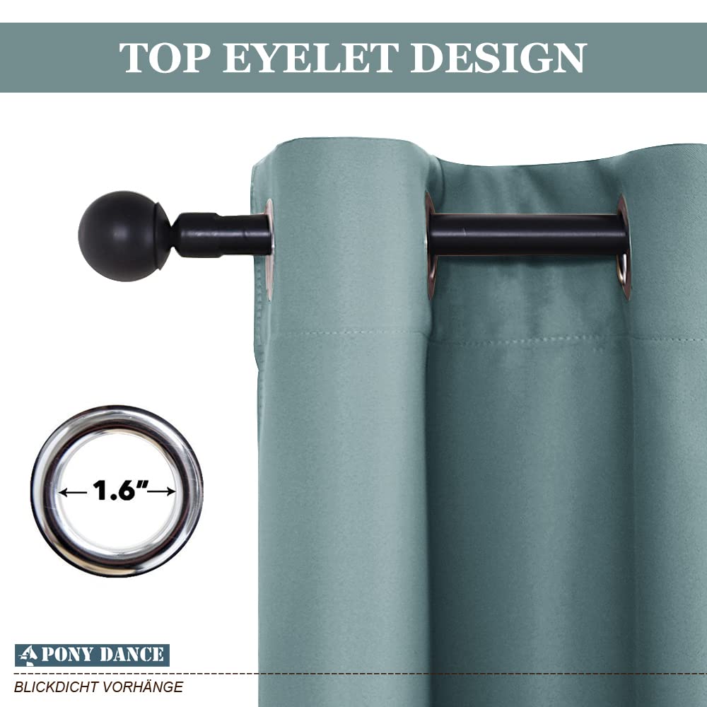 PONY DANCE Tende Camera da Letto 2 Pezzi L 140 x A 240 cm Tenda Oscurante per Interni Termica Isolante Freddo e Caldo Curtains Cameretta Bambini con Anelli, Blu Artico