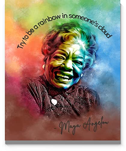 Maya Angelou Watercolor Quote Try To Be A Rainbow In Someone's Cloud Wall Art 11x14 Unframed Art Print for Home, Office or Classroom Decor. Gift for Those Who Love Inspirational Quotes