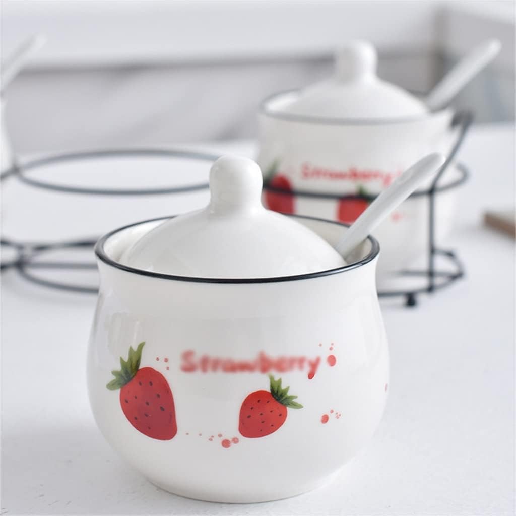 Ceramic seasoning container with lid salt seasoning jar spice storage container seasoning tool with spoon