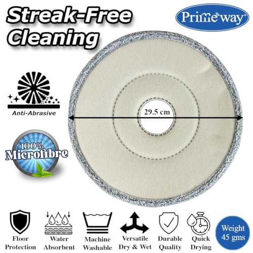 Image of Primeway Plastic 360 Spin Rd Mop Bucket | 2 Rd Refills | White | 3 LTR