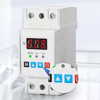Automatic Voltage Protector 40A DIN Rail Over Under Voltage Protection Device with Digital Display for Home Appliances AC230V Adjustable Reset Timer(40A)