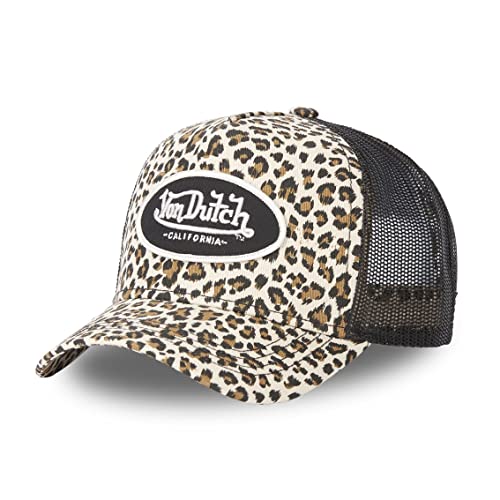 Von Dutch - Gorra con diseño de Leopardo, Color Beige y Negro Negro Talla única