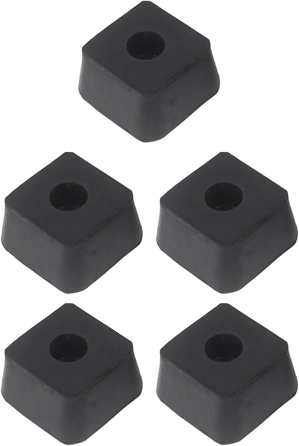 5 Pack Rubber Shock-Absorbing Pads 46x46x25mm with 16mm Hole, Anti-Slip Feet Bumpers for Fitness Equipment Gym Machines and Furniture, Black