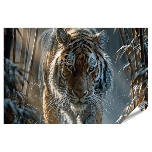 islandburner Poster mural de qualité supérieure - Tigre majestueux dans la forêt de bambous - Pour les aventuriers - Grand format