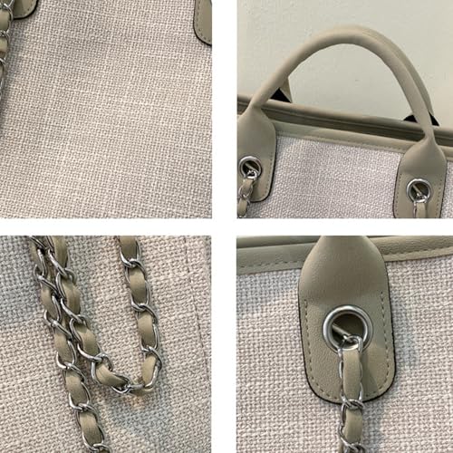 Bolso Tote grande para mujer de lona con cremallera miniatura 5
