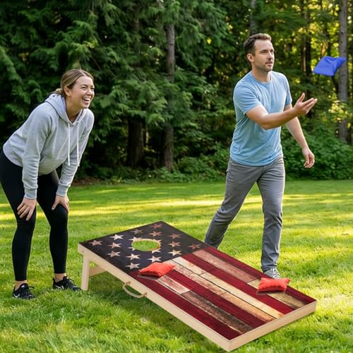 Image of Sportdo 4x2 ft Solid Wood Cornhole Set with 8 Bean Bags, Regulation Size Cornhole Board Set for Adults, Cornhole Game Set for Tailgate Backyard Toss Games Indoor&Outdoor Activities