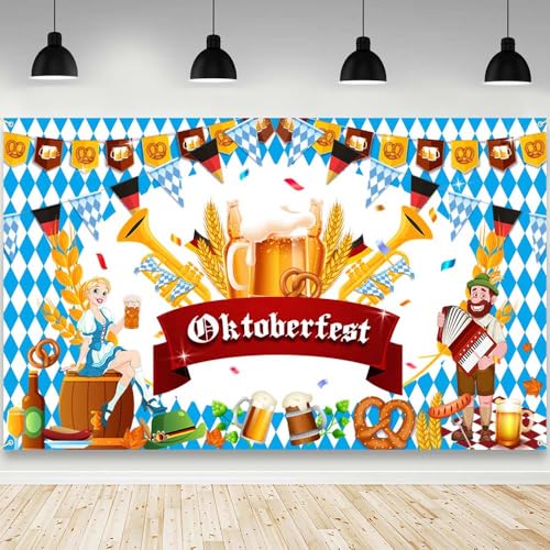AIBIIN Oktoberfest Backdrop Banner Decorations German 6x3.6ft - image 1