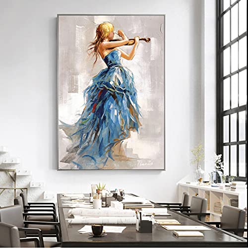 WDQFGE Tableaux, Posters Et Arts Décoratifs Abstrait Fille Jouant du Violon Toile Peinture Peintures Ballerine Fille Affiches Et Murale Art Tableau Décor 40x60cm x1 sans Cadre Cover
