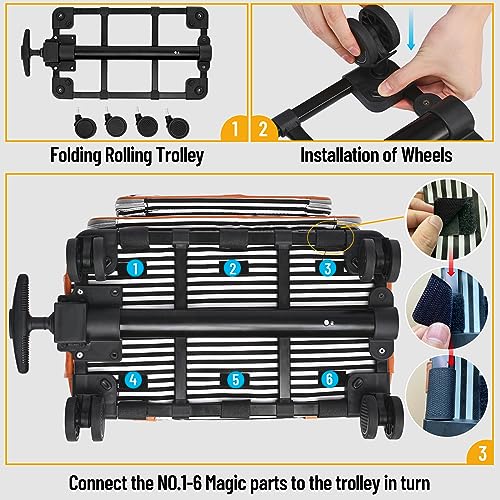 Finesun WITH WHEELS Foldable Deluxe Rolling Sewing Machine Carrying Bag For Brother, Singer, Bernina And Most Machines,Black And White Stripes  thumb #4