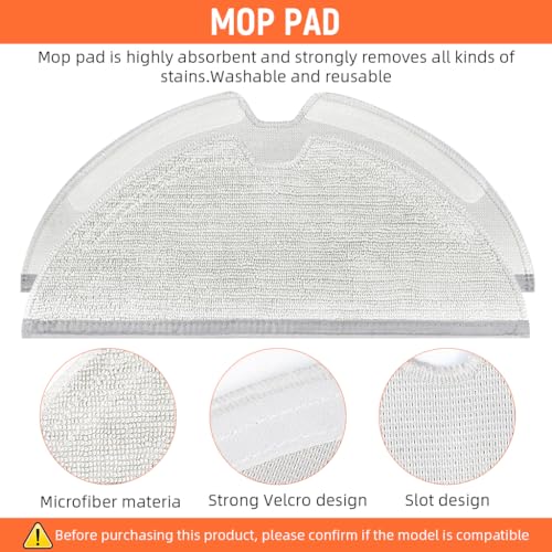 Image of HASTHIP Replacement Vacuum Cleaner Accessories for Dreame D9 Max, with 1 Main Brush, 3 Side Brushes, 2 Mop Cloth, 2 Filters Universal Spare Replacement Accessories for D9 Pro, L10 Pro
