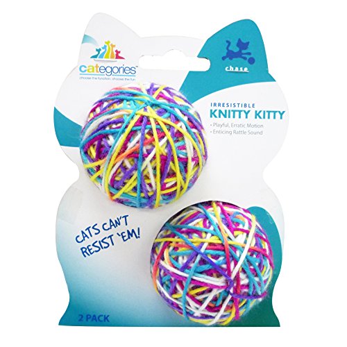 Knitty Kitty 2-Pack Yarn Ball Cat Toys with Rattle