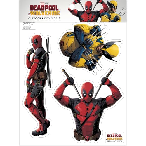 Marvel Deadpool & Wolverine Decals - Set of 3 Vinyl Car Stickers for Window Truck Bumper Laptop Water Bottle Skateboard Marvel Licensed