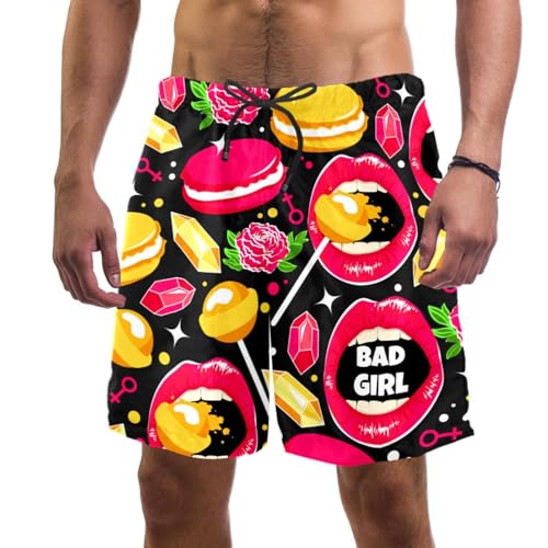 Short de bain homme roses candy lips pantalon court de plage
