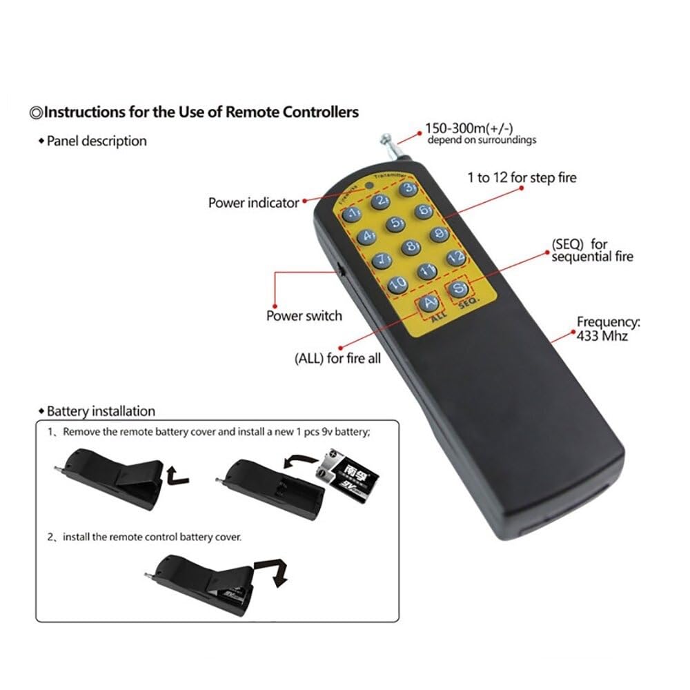 Generico Centralina Fuochi d’Artificio Freddi 4 Canali Wireless con Telecomando – Kit Sistema Pirotecnico per Fontane Fredde e Scintille per Matrimoni, Eventi e Feste, con Custodia, Batterie 9V