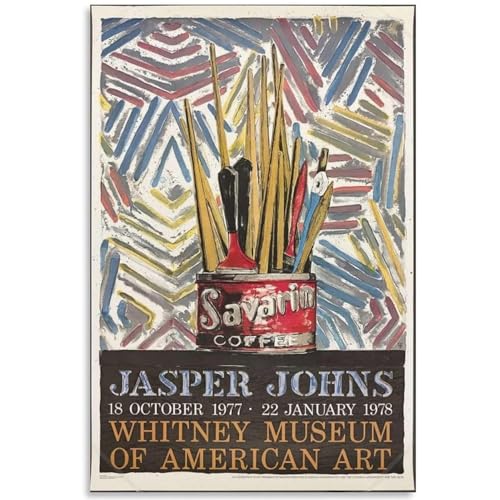 ジャスパー・ジョーンズのポスター《ホイットニー美術館》ウォールアートジャスパー・ジョーンズは、リビングルームの装飾画像15x20cmフレームなしのためのモダンなキャンバス絵画を印刷しますのサムネイル