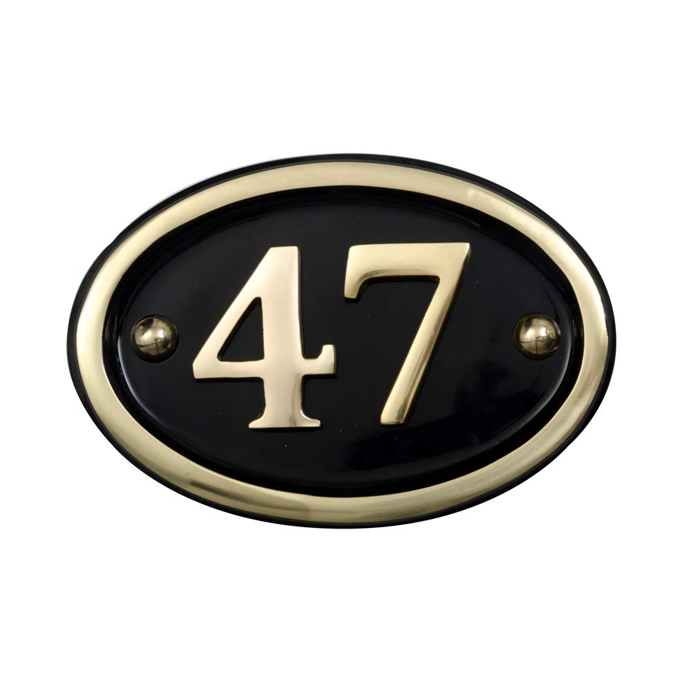 Signs & Numbers Brass Solid House Number Oval Design (No 47)
