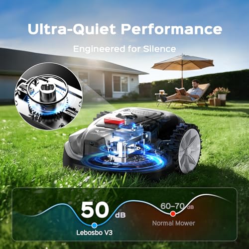 LEBOSBO V3 Robotic Lawn Mower with AI Vision Obstacle Avoidance, Smart APP Control, Low-Noise Operation, Adjustable Cutting Height, No-Go Zones, Ideal Robot Lawn Mower for Lawns Up to 1600 Sq.Ft — view 5