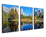 Canvas Wall Art Lake and Mountain Large Nature Pictures Yosemite National Park Modern Canvas Art Prints Contemporary Canvas Artwork Framed Ready to Hang for Home Office Wall Decor 30" x 20" x 3 Pieces