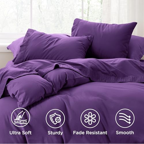 Image of Bedsure Twin XL Sheets Dorm Bedding - 3 Pieces Soft Extra Long Twin Sheets, Breathable & Cooling Bed Sheets Set, Oeko Tex, Easy Care Microfiber for Women, Men, Purple