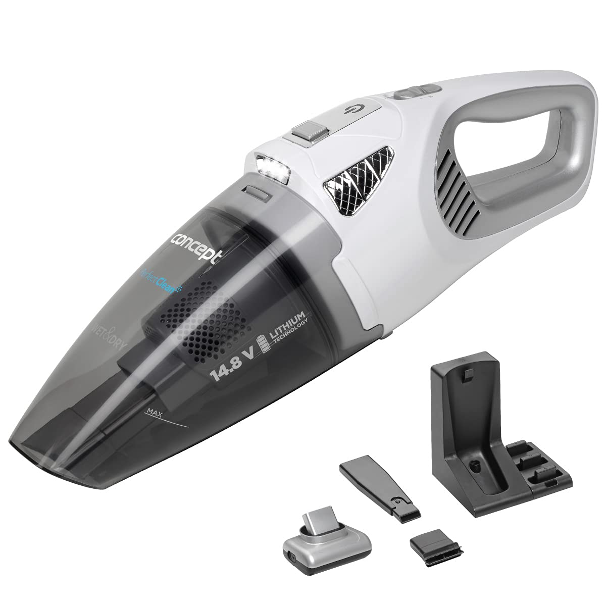 CONCEPT Hausgeräte Concept VP4370 Clean-Aspiradora de Mano (14,8 V, húmedo), Blanco