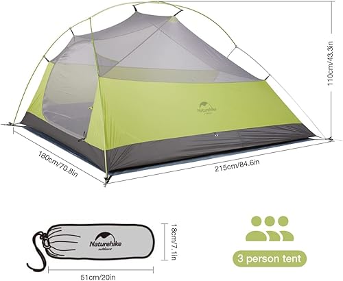 Miniatura 3 de Naturehike Cloud-Up - Tienda de campaña ligera para 3 personas con huella, 3 estaciones, cúpula de pie, camping, senderismo, mochila impermeable