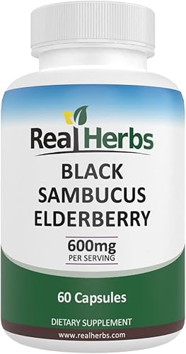 Extracto de saúco Real Herbs - Derivado de 325 mg de bayas de saúco estandarizado al 5% de flavonoides con 275 mg de extracto de fruta de saúco 5: 1