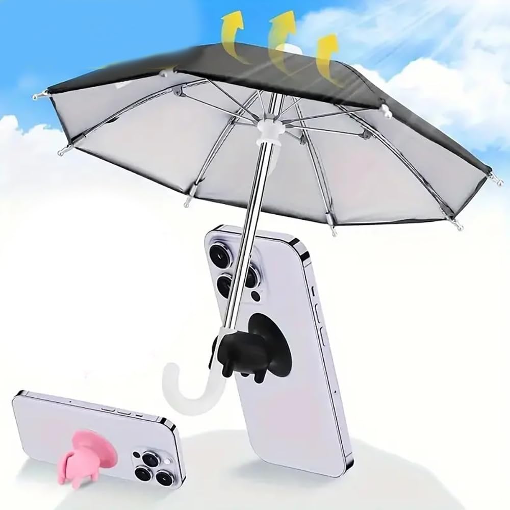 Parapluie pour Téléphone Portable avec 3 Ventouses - Support Ombrelle de Protection Solaire pour Extérieur