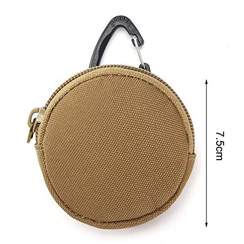 Bybycd Tactical Edc Pouch Mini Key Wallet Holder Coin Purses Pouch Military Army Camo Bag Keychain Zipper Pocket Outdoor Tool, Black(Dia: 3 Inch) #TOP4