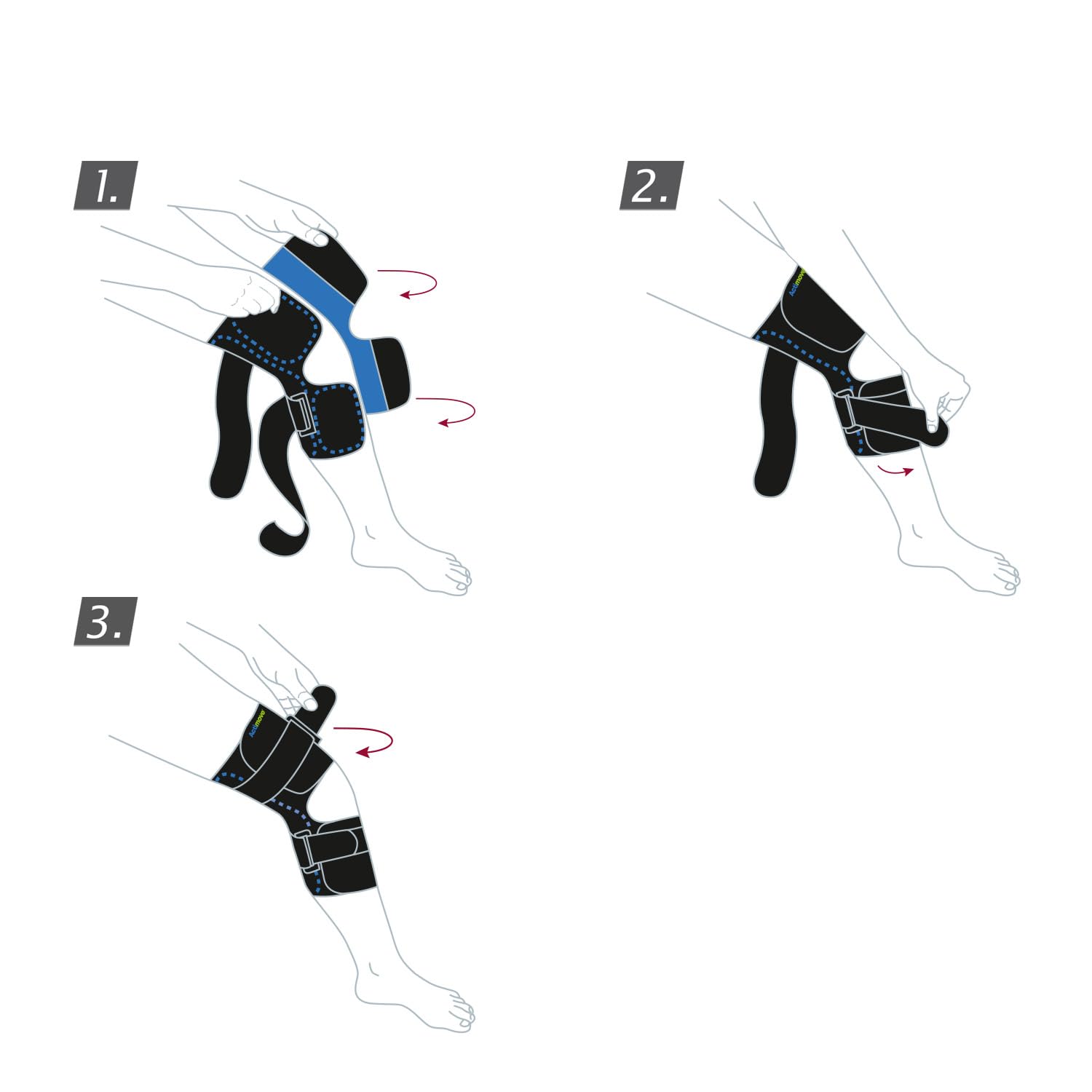 Actimove Rodillera envolvente, bisagras simples, almohadillas cóndiles, 2 unidades, color negro