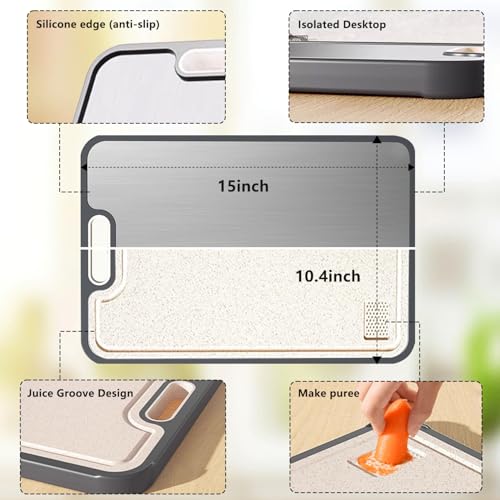 Tabla de Cortar Universal Mejorada FIRE HIVE de Doble Cara, Acero Inoxidable de Alta Dureza y Polipropileno Platycodon, con Ranura para Jugos, para Uso en Cocina y Hogar miniatura 6