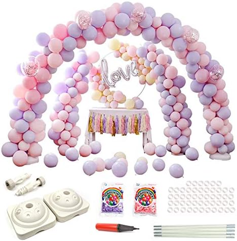 Yazi バルーンアーチ 結婚式 風船アーチ マカロンバルーン0個入り 可愛い バルーン飾りセット 誕生日 風船スタンド ハンドポンプ 付 ウェディング バーティー 開店祝い イベント会場飾り ピンクで女子力満点 人気ショップが最安値挑戦