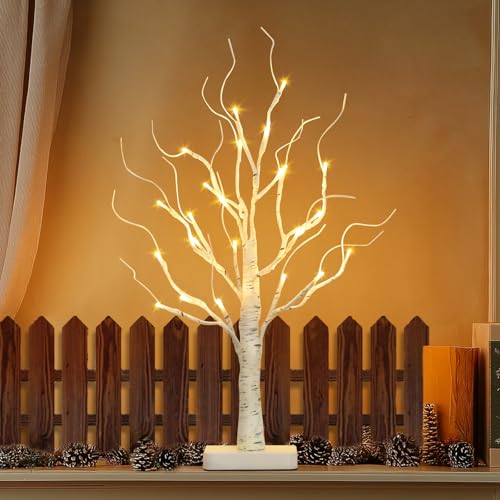 EAMBRITE Birch Tree with Led Lights, Christmas Decorations for Home Indoor with Timer, Lighted Mini...