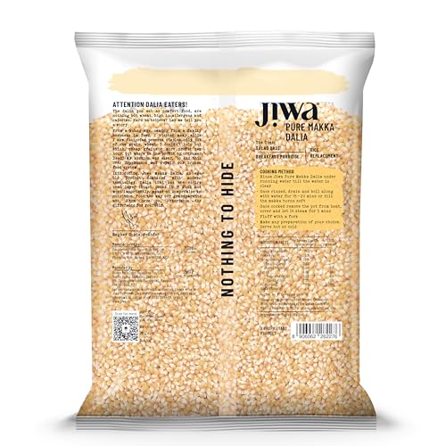 Image of Jiwa Pure Makka Dalia | Cooks In 15 Minutes | Wholegrain | Broken Corn /Makki Daliya | Gluten Free | 500 g (Pack of 2)