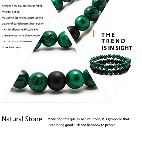 2 Pcs Distance Relationship Bracelets Beaded His and Hers Couple Bracelet Black for Men Women2