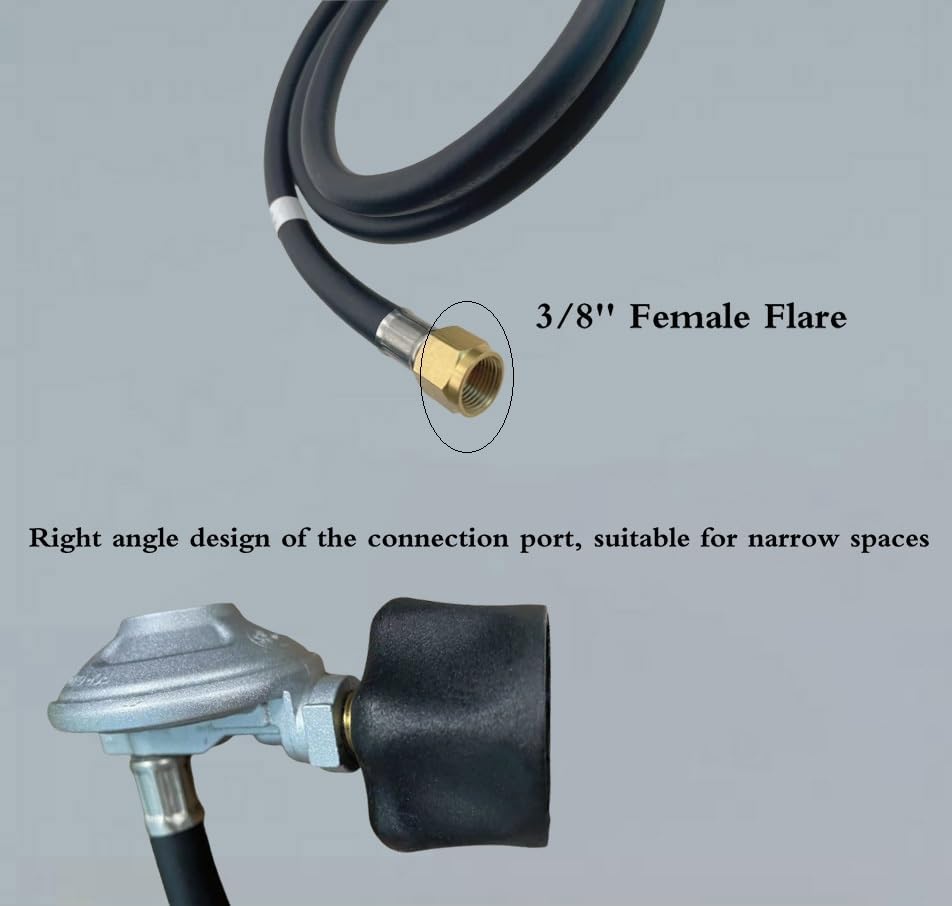 Miniatura 4 de IRGRMIE Regulador universal de propano de baja presión con manguera de propano de 4.9 pies, adecuado para la mayoría de calentadores y bancos de