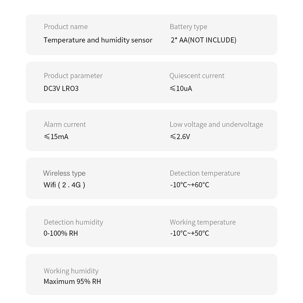 ZYWUOY Sensore termometro igrometro WiFi 4 pezzi wireless per interni temperatura umidità Tuya